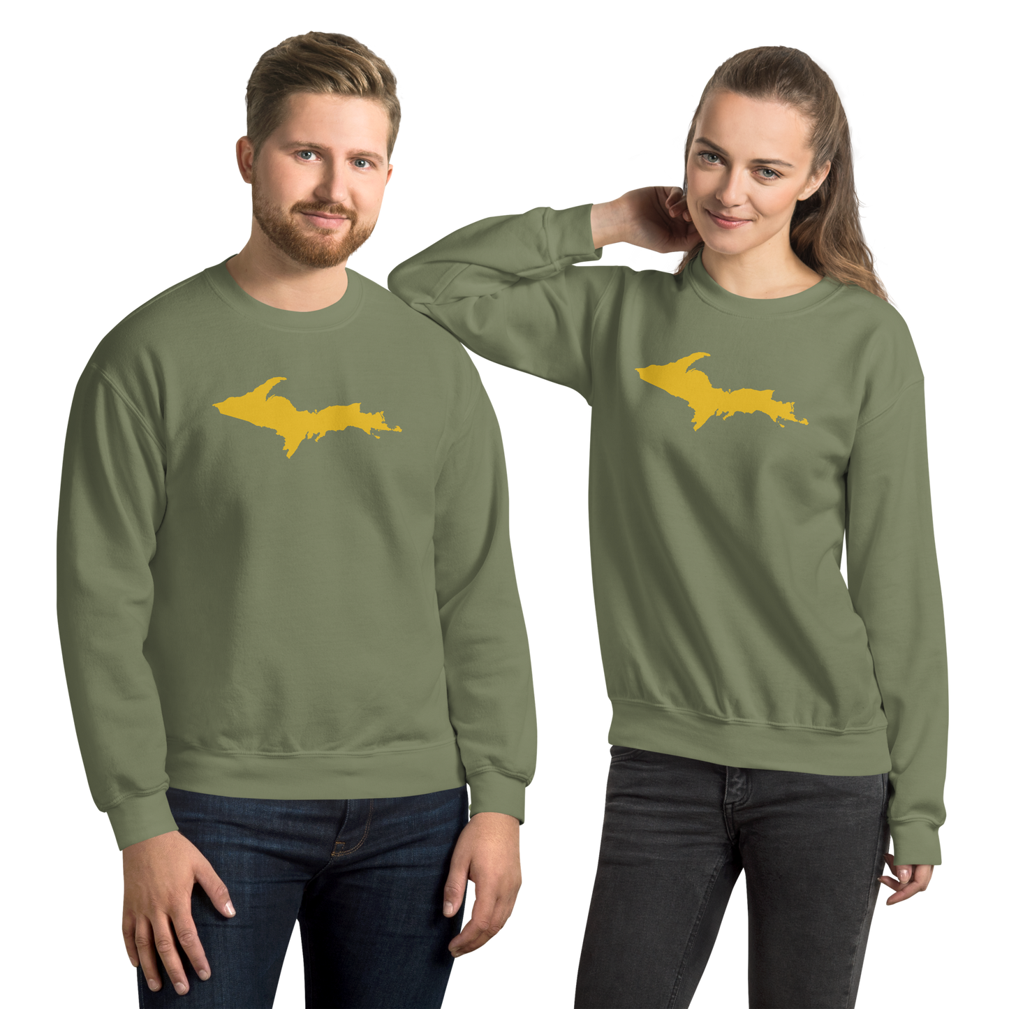 Michigan Upper Peninsula Sweatshirt (w/ Gold UP Outline) | Unisex Standard