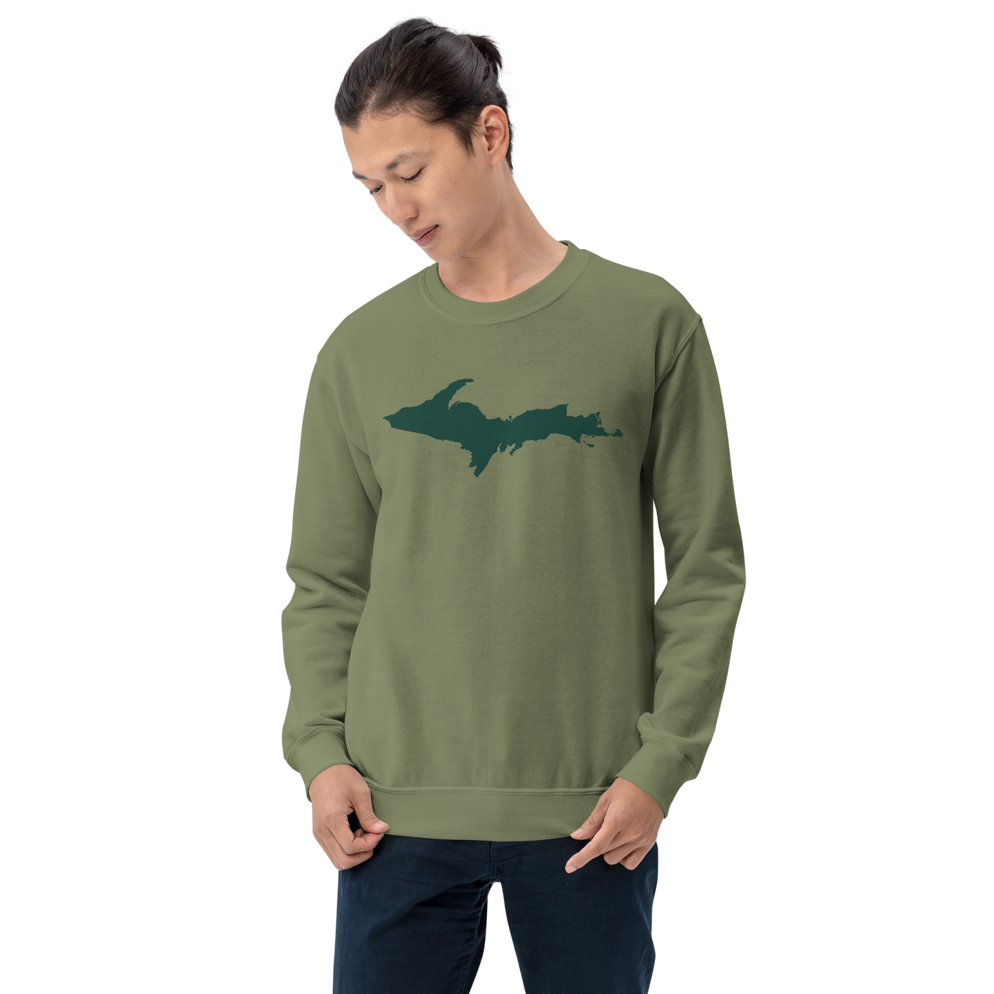 Michigan Upper Peninsula Sweatshirt (w/ Green UP Outline) | Unisex Standard