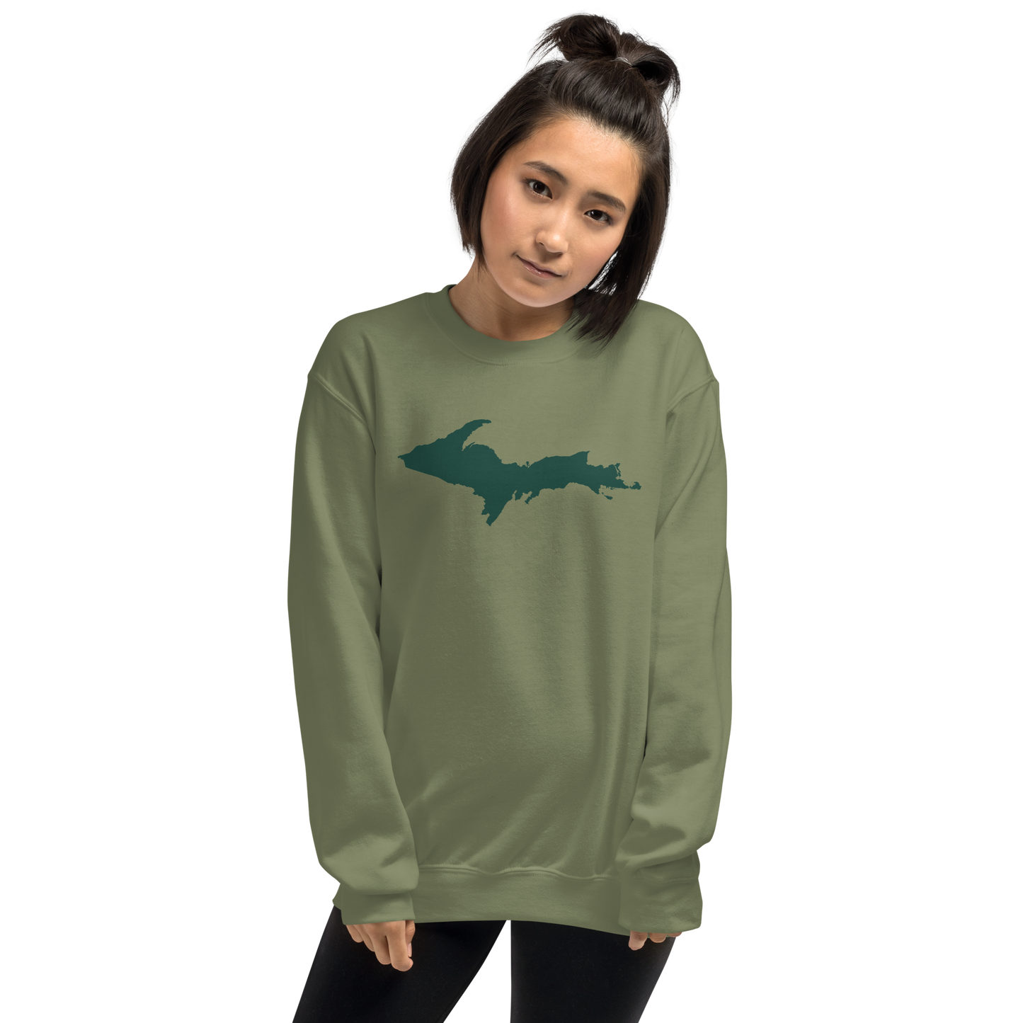 Michigan Upper Peninsula Sweatshirt (w/ Green UP Outline) | Unisex Standard