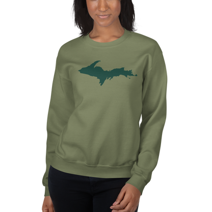 Michigan Upper Peninsula Sweatshirt (w/ Green UP Outline) | Unisex Standard