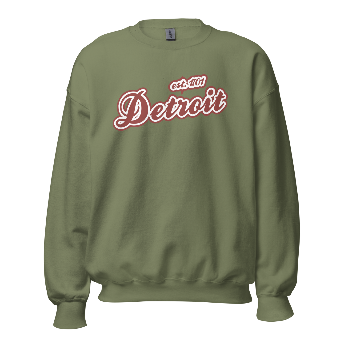 'Detroit 1701' Sweatshirt (Iron Ore Red Script Font) | Unisex Standard