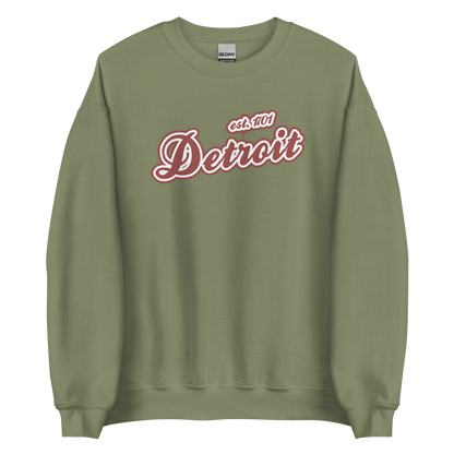 'Detroit 1701' Sweatshirt (Iron Ore Red Script Font) | Unisex Standard