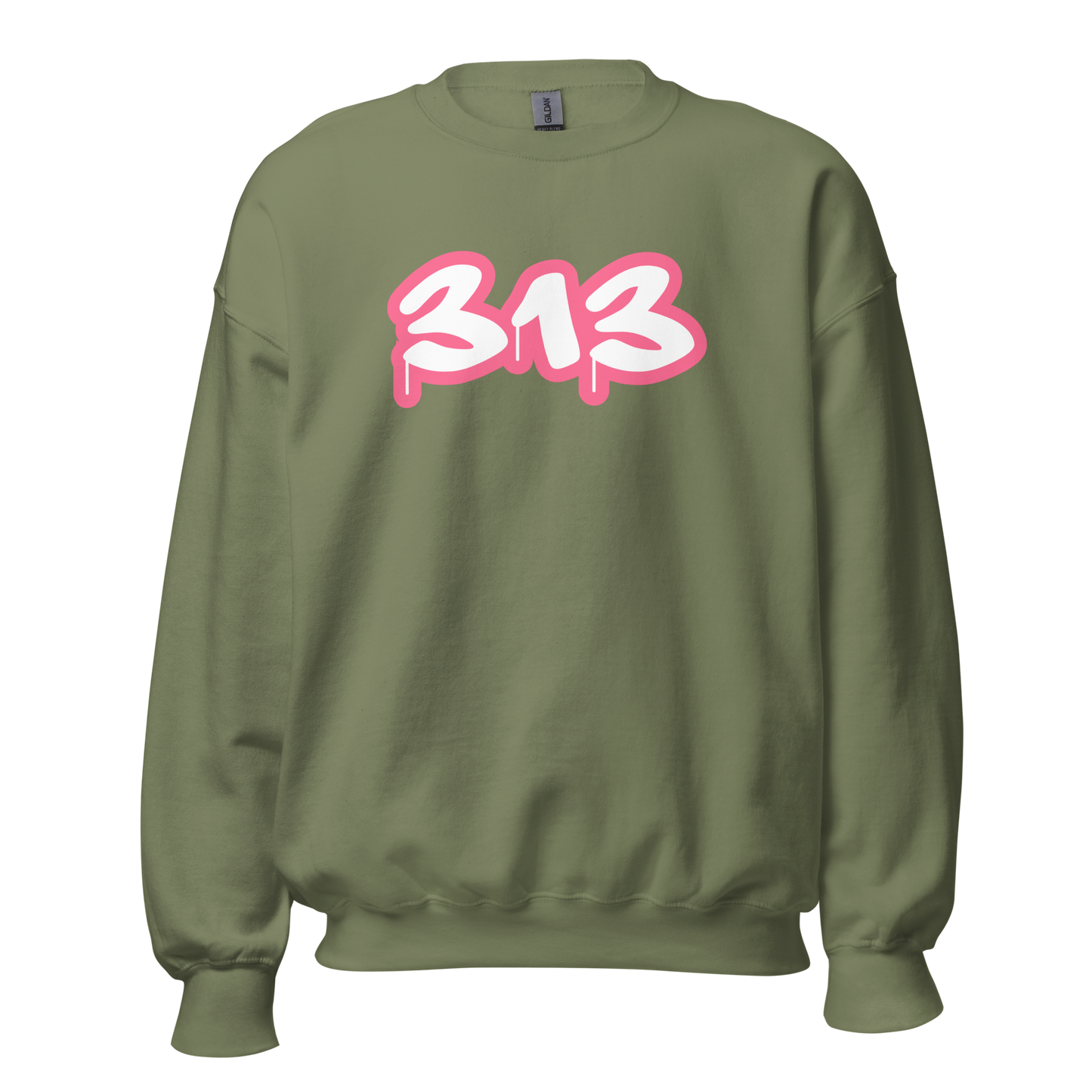 Detroit '313' Sweatshirt (Rhodochrosite Pink Tag Font) | Unisex Standard