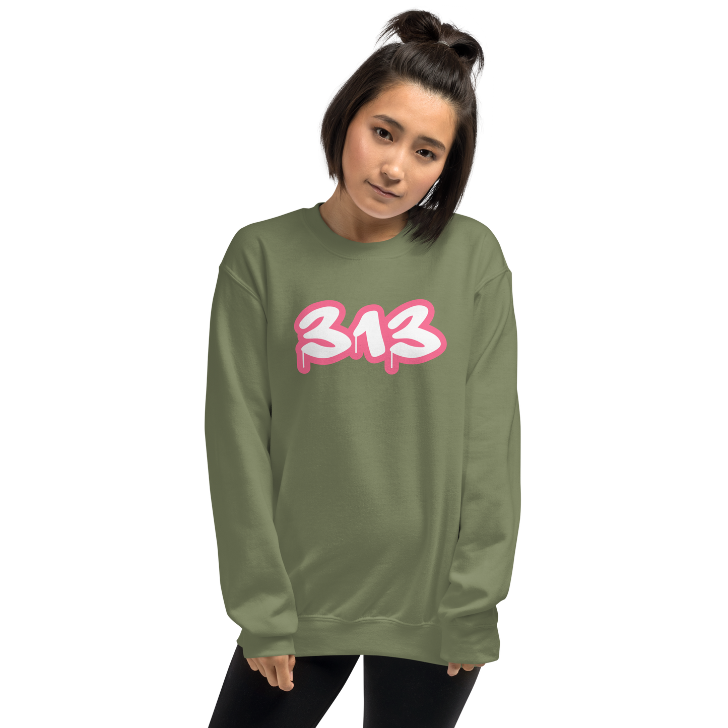 Detroit '313' Sweatshirt (Rhodochrosite Pink Tag Font) | Unisex Standard