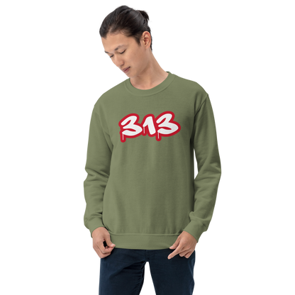 Detroit '313' Sweatshirt (Aliform Red Tag Font) | Unisex Standard