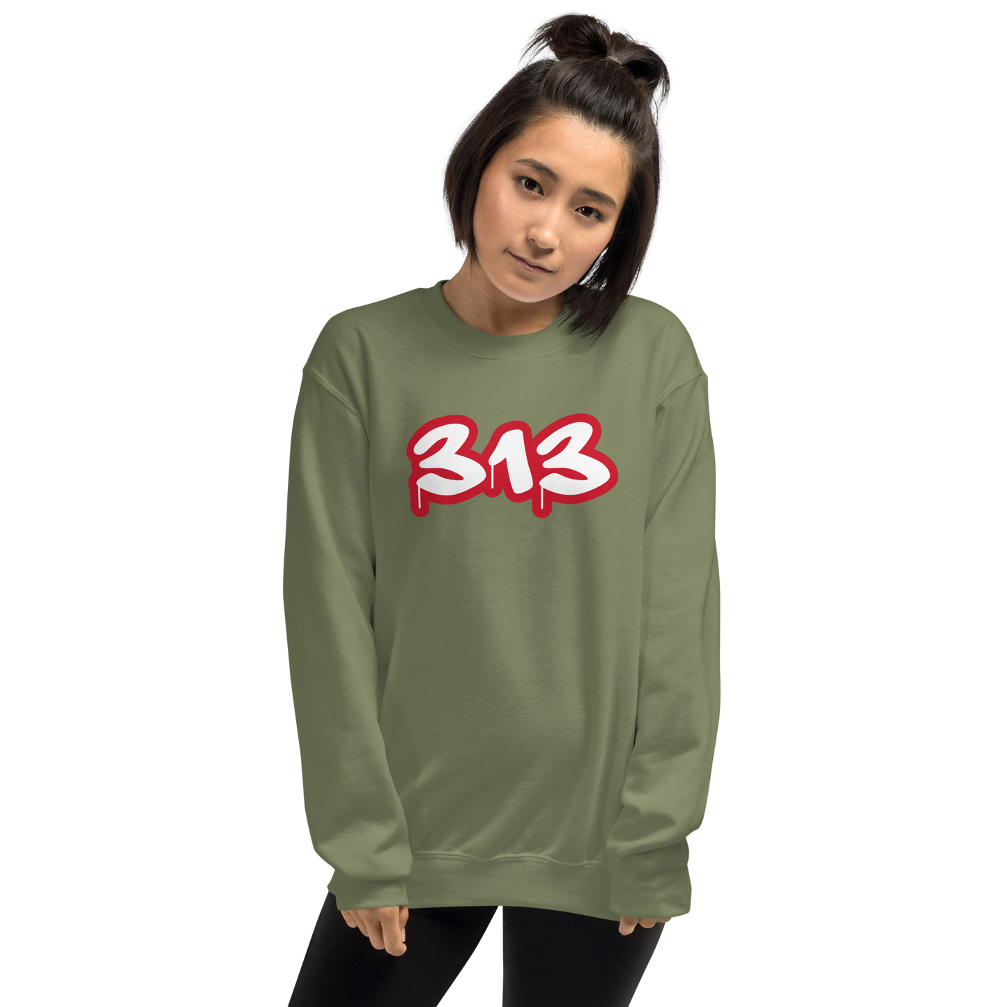 Detroit '313' Sweatshirt (Aliform Red Tag Font) | Unisex Standard