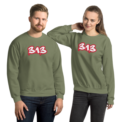 Detroit '313' Sweatshirt (Aliform Red Tag Font) | Unisex Standard