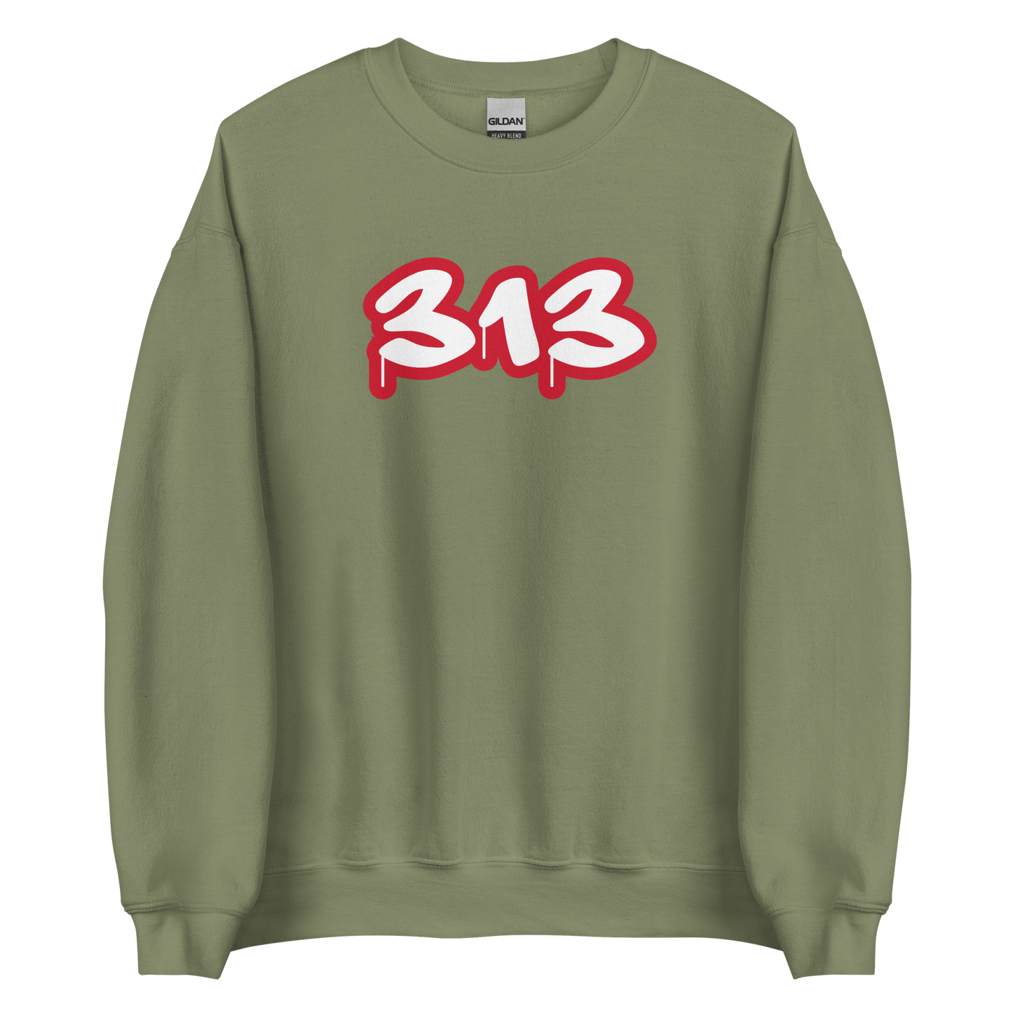 Detroit '313' Sweatshirt (Aliform Red Tag Font) | Unisex Standard