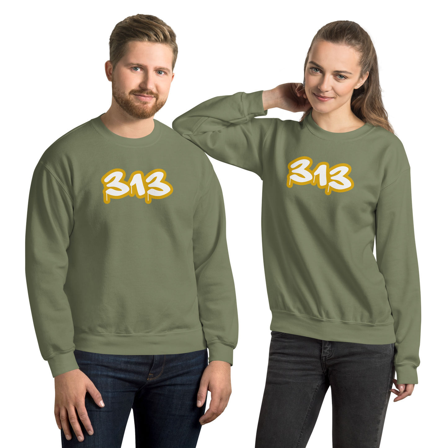 Detroit '313' Sweatshirt (Gold Tag Font) | Unisex Standard