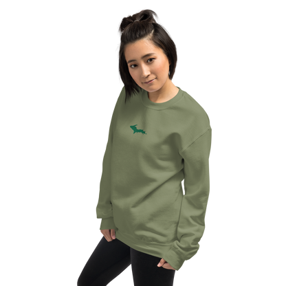 Michigan Upper Peninsula Sweatshirt (w/ Embroidered Green UP Outline) | Unisex Standard