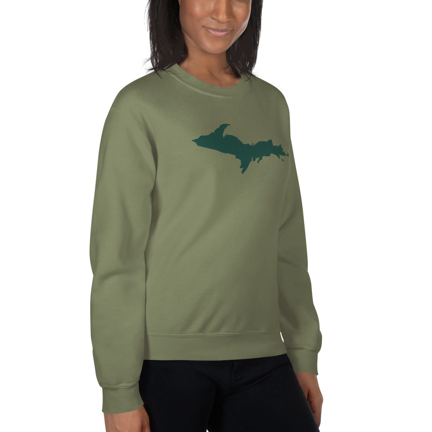 Michigan Upper Peninsula Sweatshirt (w/ Green UP Outline) | Unisex Standard