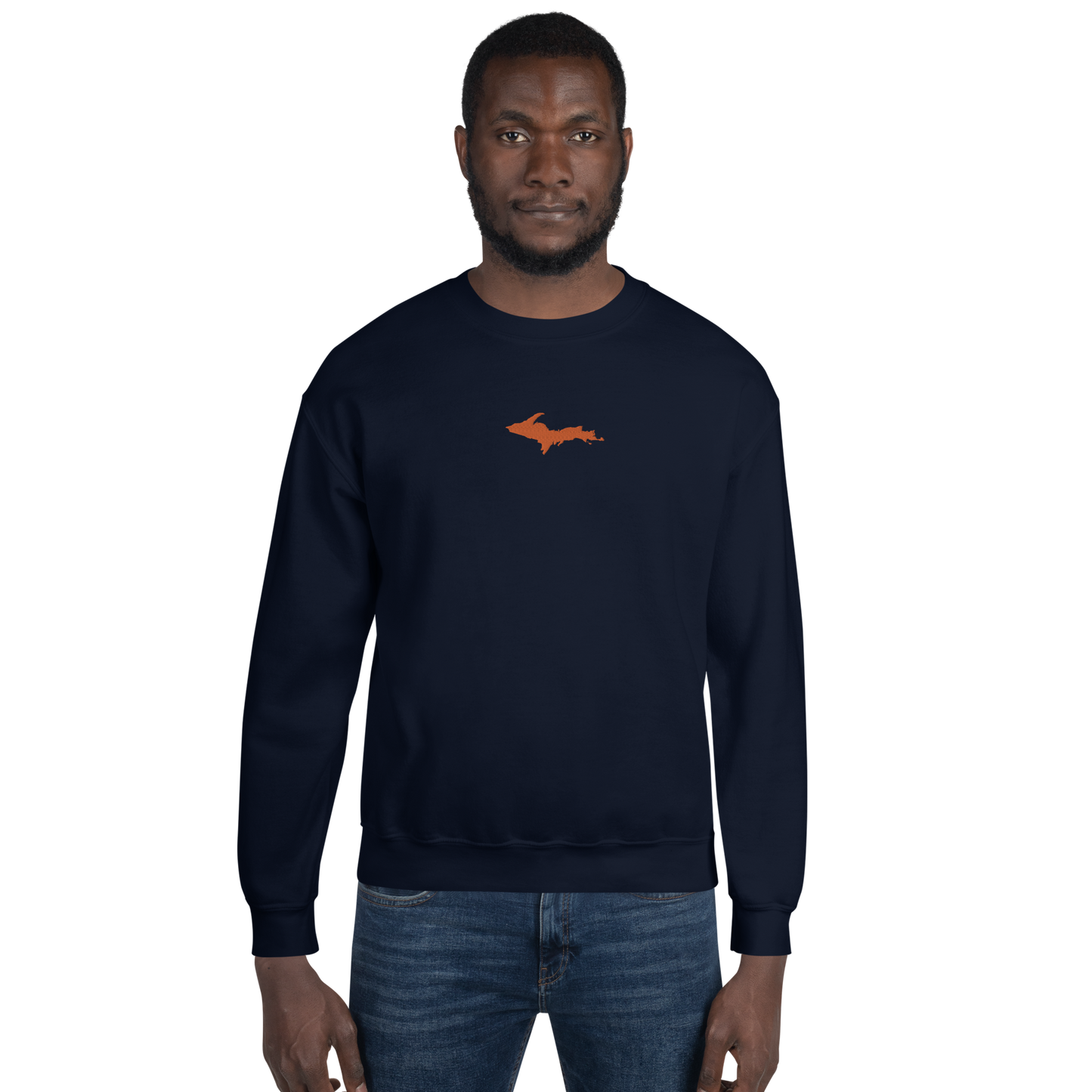 Michigan Upper Peninsula Sweatshirt (w/ Embroidered Orange UP Outline) | Unisex Standard