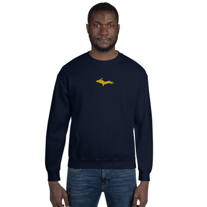 Michigan Upper Peninsula Sweatshirt (w/ Embroidered Gold UP Outline) | Unisex Standard