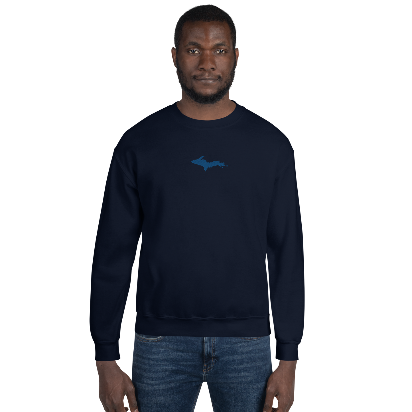 Michigan Upper Peninsula Sweatshirt (w/ Embroidered Azure UP Outline) | Unisex Standard