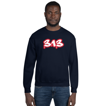 Detroit '313' Sweatshirt (Aliform Red Tag Font) | Unisex Standard