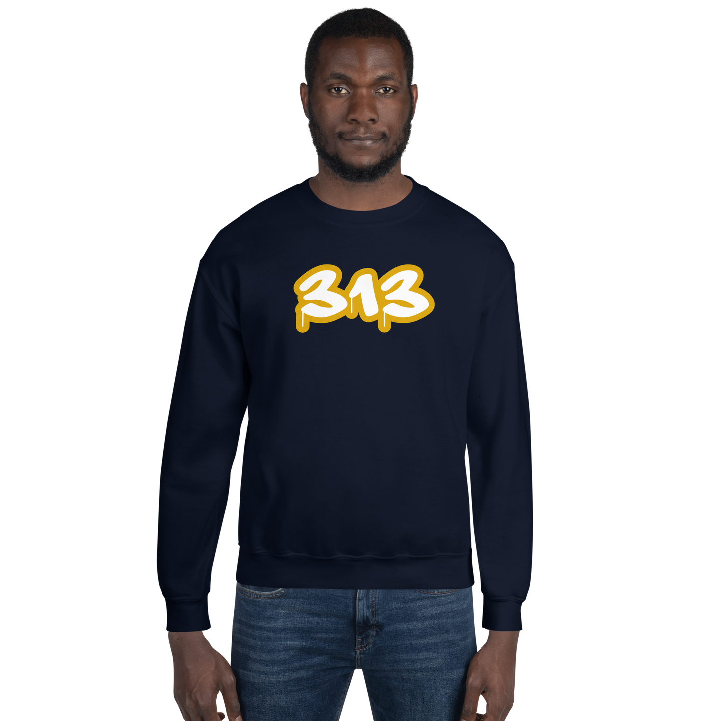 Detroit '313' Sweatshirt (Gold Tag Font) | Unisex Standard