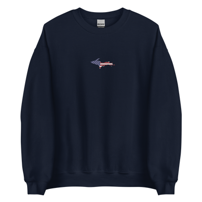 Michigan Upper Peninsula Sweatshirt (w/ Embroidered UP USA Flag Outline) | Unisex Standard