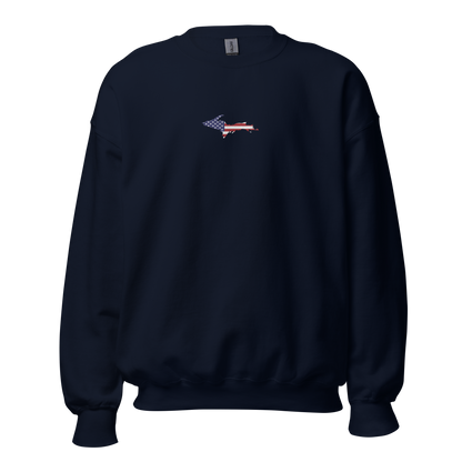 Michigan Upper Peninsula Sweatshirt (w/ Embroidered UP USA Flag Outline) | Unisex Standard