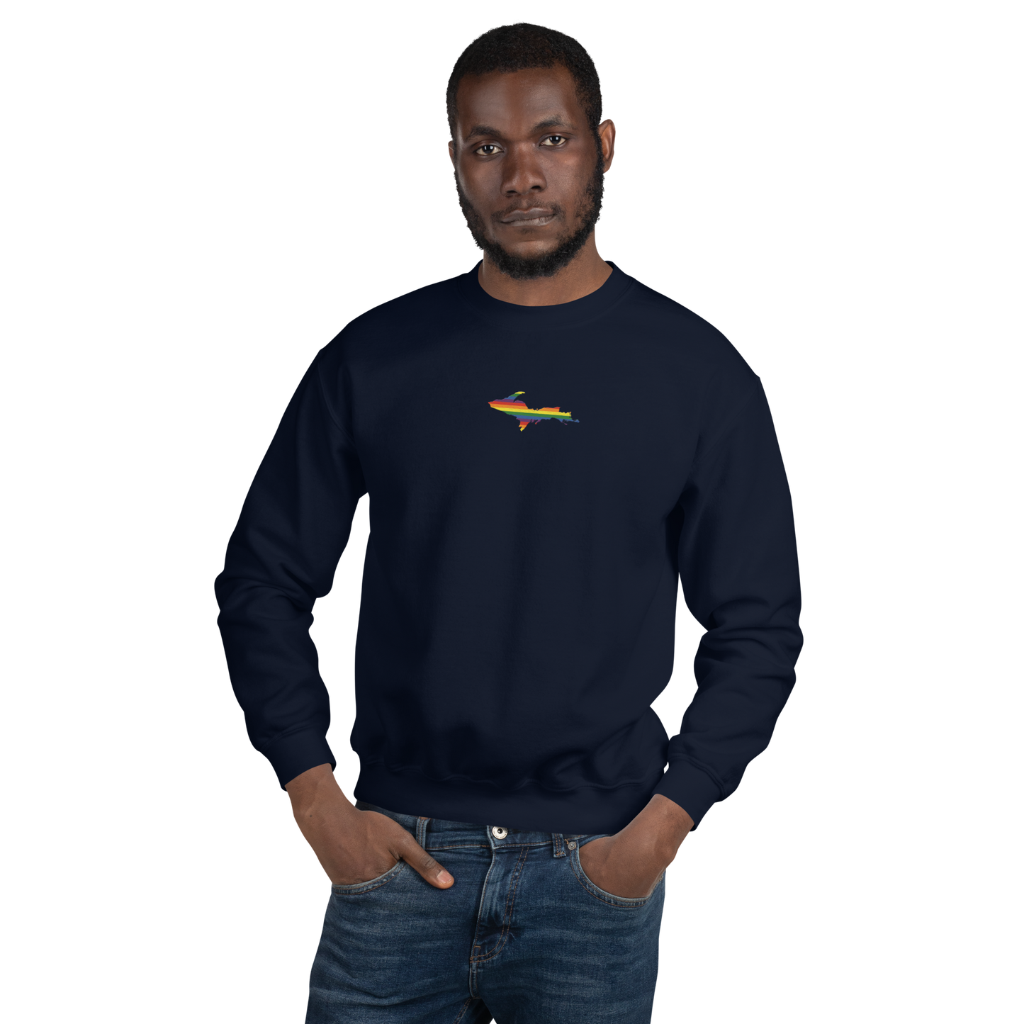 Michigan Upper Peninsula Sweatshirt (w/ Embroidered UP Pride Flag Outline) | Unisex Standard