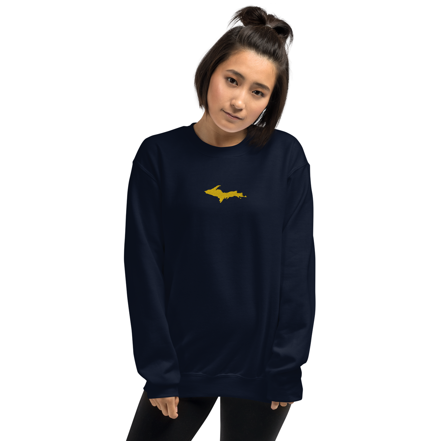 Michigan Upper Peninsula Sweatshirt (w/ Embroidered Gold UP Outline) | Unisex Standard