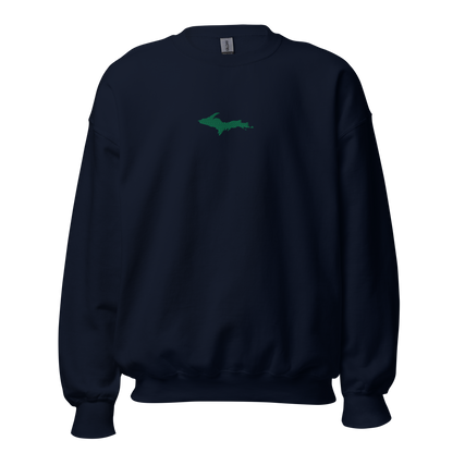 Michigan Upper Peninsula Sweatshirt (w/ Embroidered Green UP Outline) | Unisex Standard