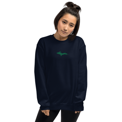 Michigan Upper Peninsula Sweatshirt (w/ Embroidered Green UP Outline) | Unisex Standard