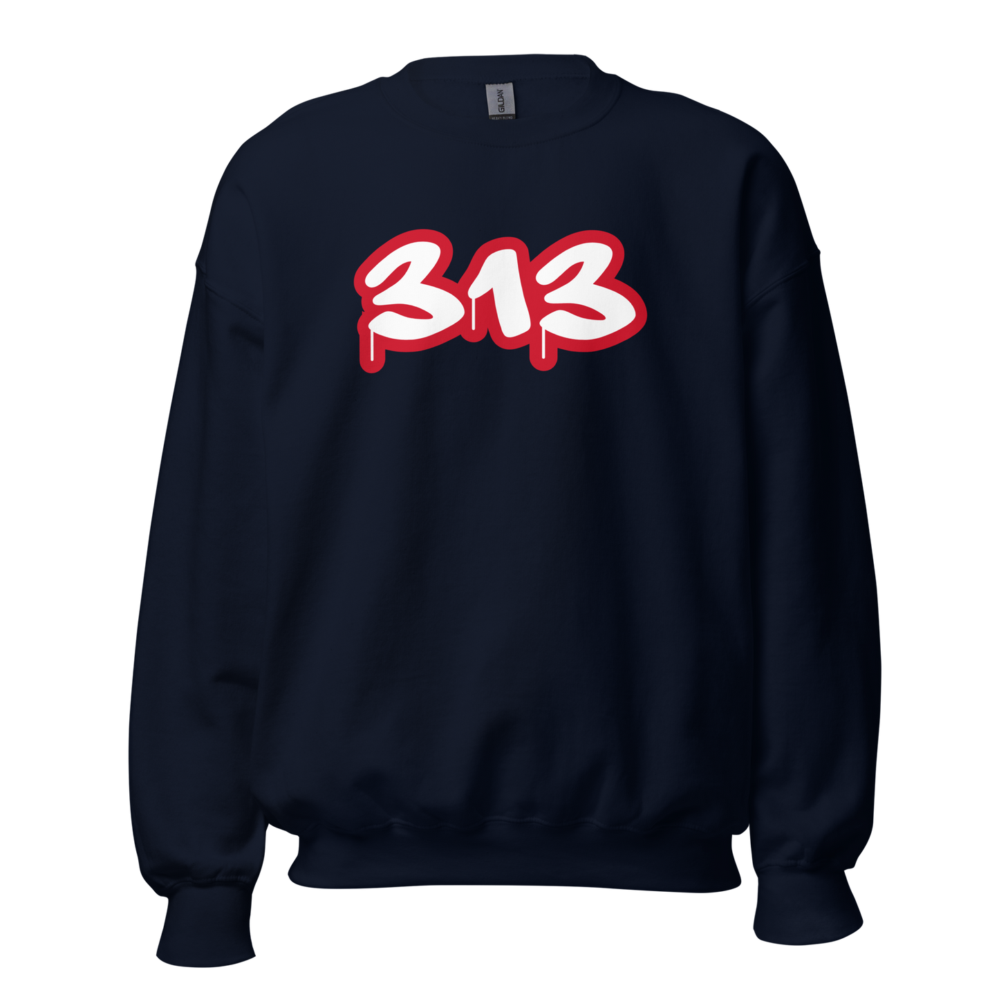 Detroit '313' Sweatshirt (Aliform Red Tag Font) | Unisex Standard