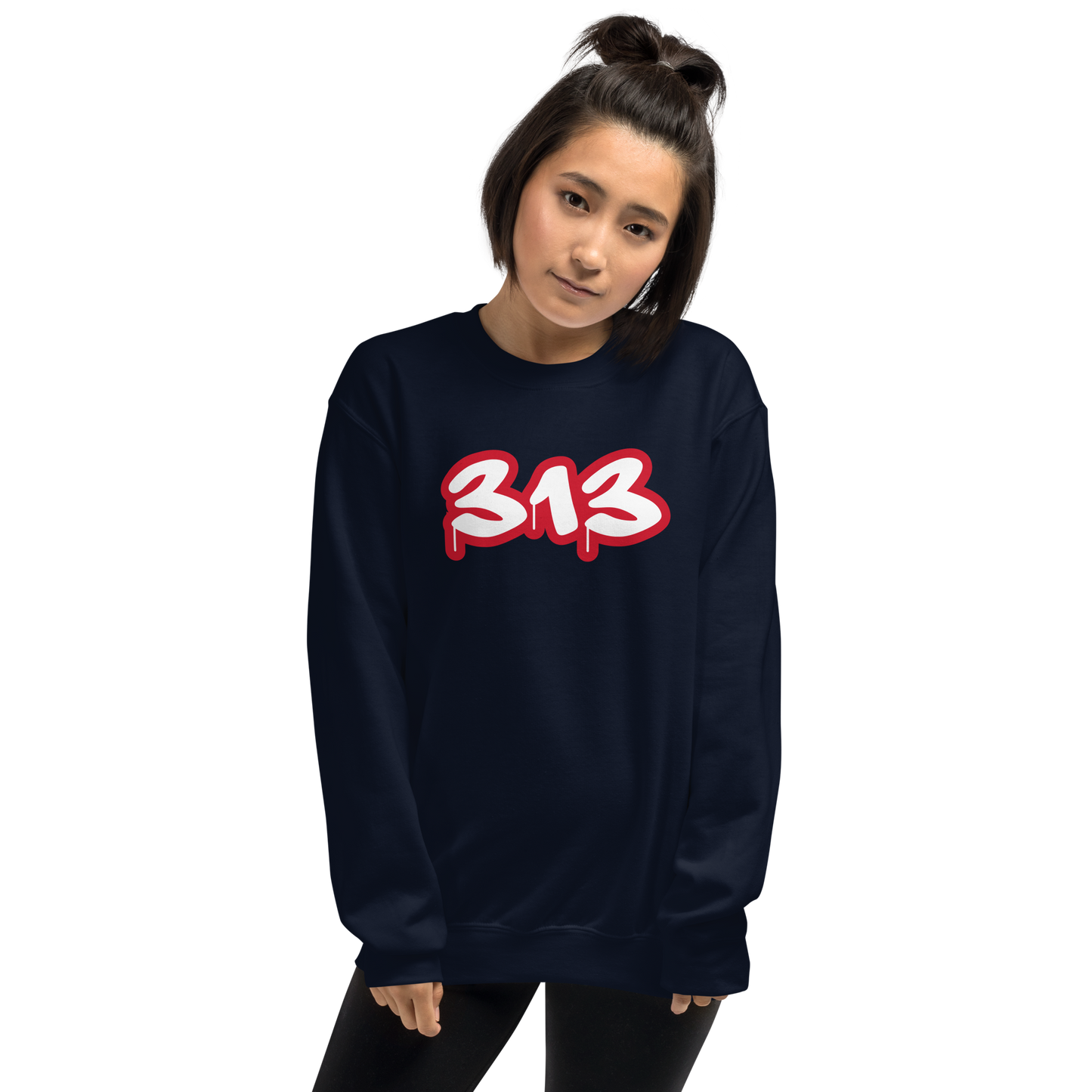 Detroit '313' Sweatshirt (Aliform Red Tag Font) | Unisex Standard