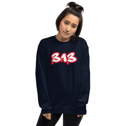 Detroit '313' Sweatshirt (Aliform Red Tag Font) | Unisex Standard