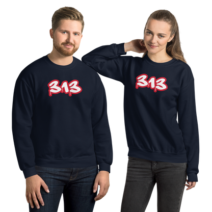 Detroit '313' Sweatshirt (Aliform Red Tag Font) | Unisex Standard