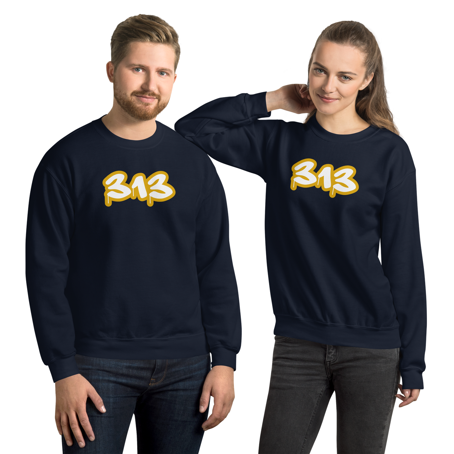 Detroit '313' Sweatshirt (Gold Tag Font) | Unisex Standard