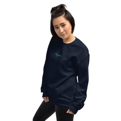 Michigan Upper Peninsula Sweatshirt (w/ Embroidered Green UP Outline) | Unisex Standard