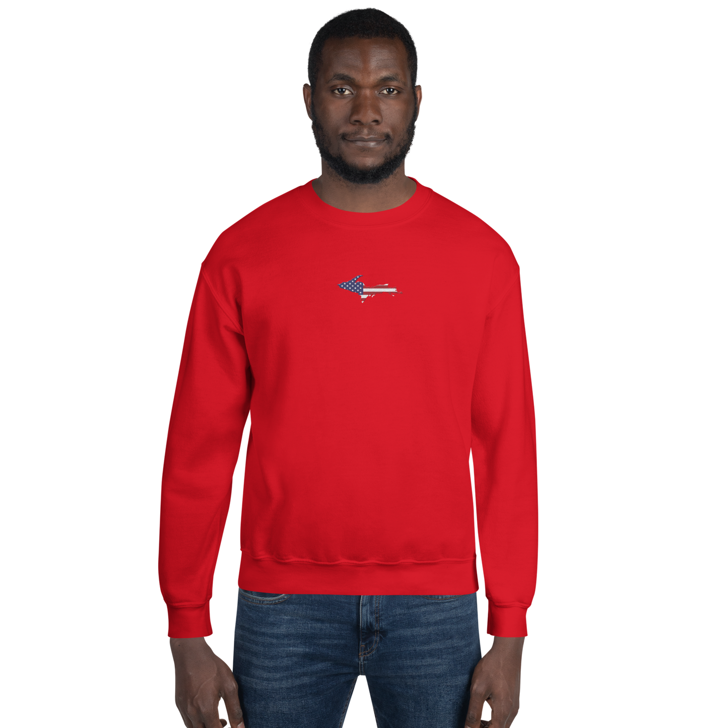 Michigan Upper Peninsula Sweatshirt (w/ Embroidered UP USA Flag Outline) | Unisex Standard