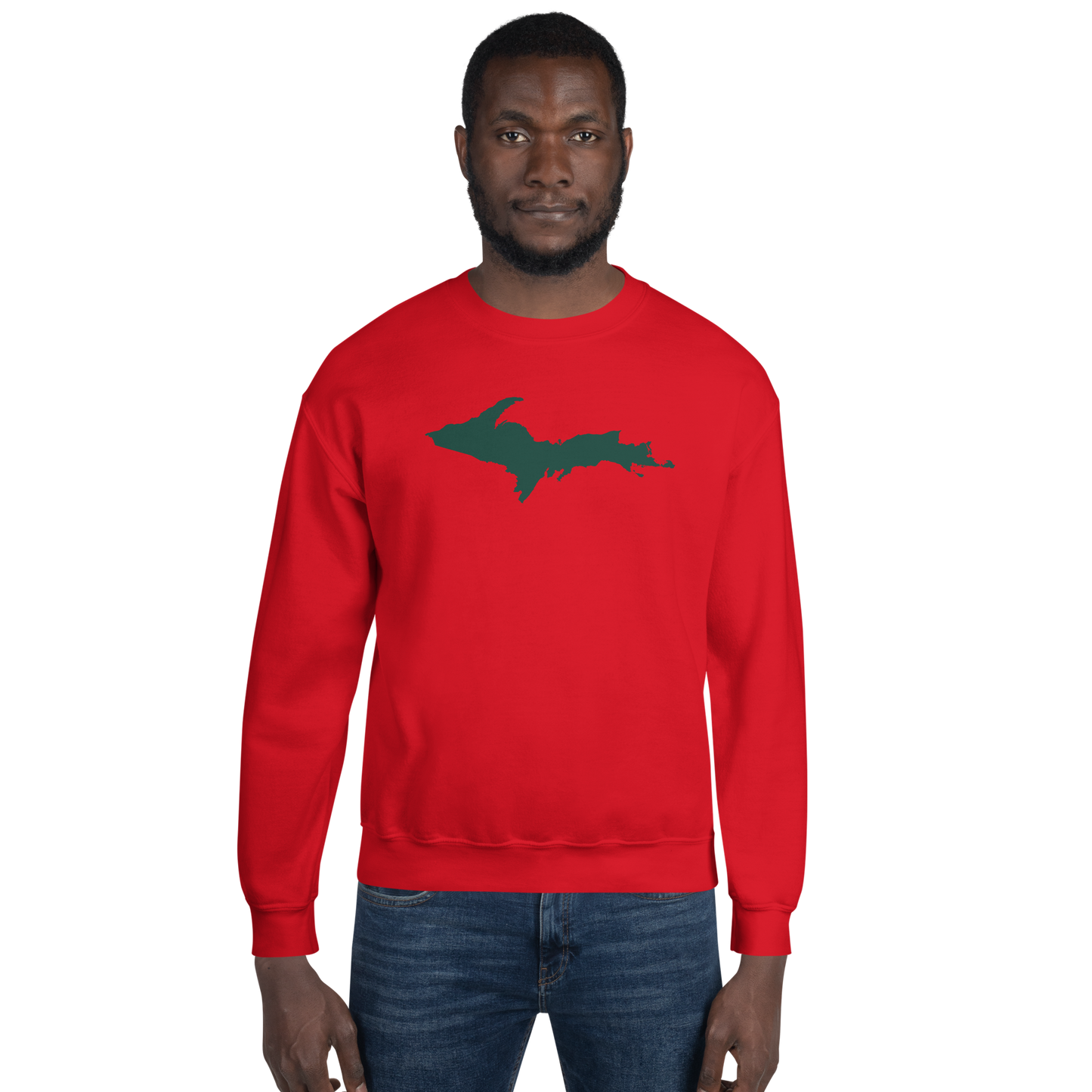 Michigan Upper Peninsula Sweatshirt (w/ Green UP Outline) | Unisex Standard