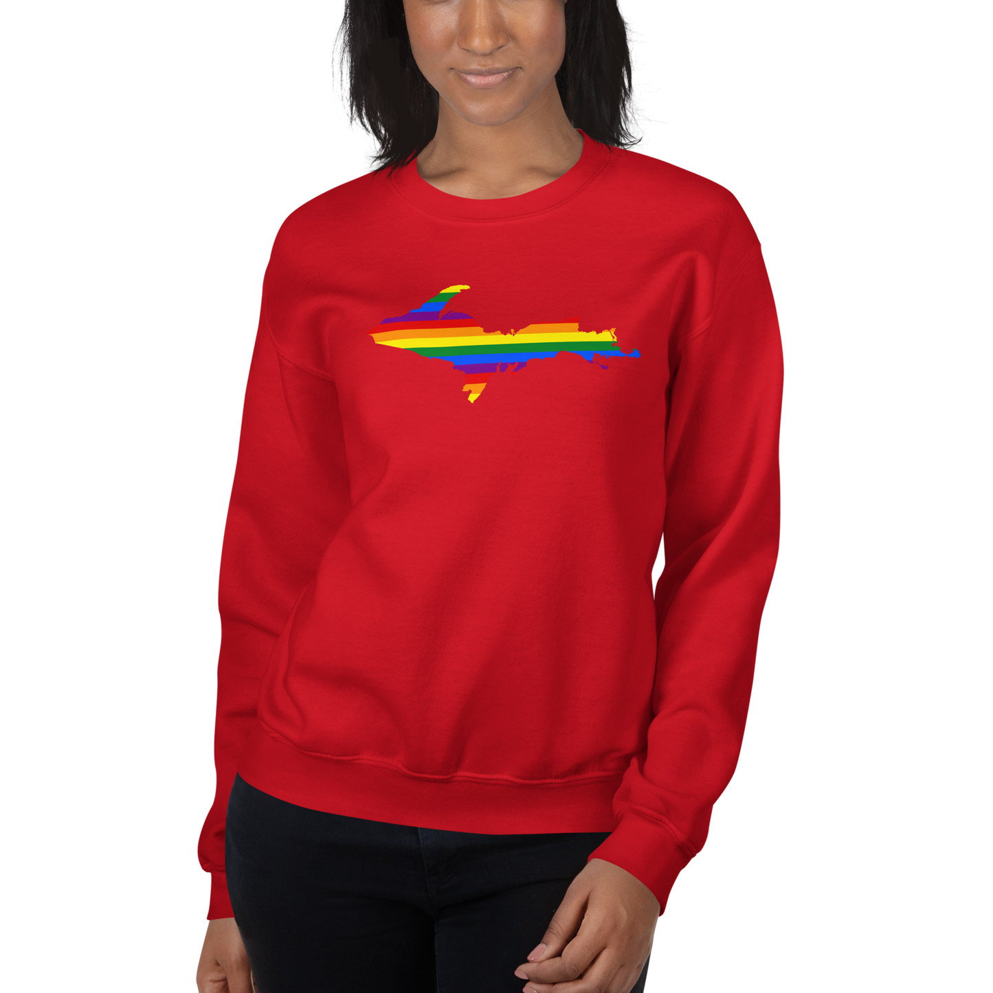 Michigan Upper Peninsula Sweatshirt (w/ UP Pride Flag Outline) | Unisex Standard