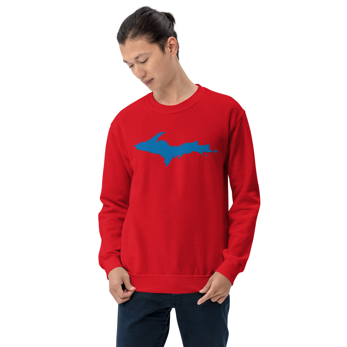 Michigan Upper Peninsula Sweatshirt (w/ Azure UP Outline) | Unisex Standard