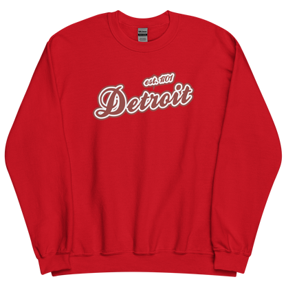 'Detroit 1701' Sweatshirt (Iron Ore Red Script Font) | Unisex Standard