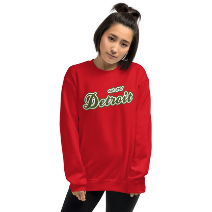 'Detroit 1701' Sweatshirt (Army Green Font) | Unisex Standard