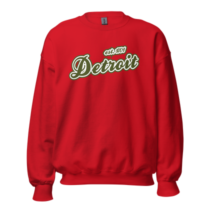 'Detroit 1701' Sweatshirt (Army Green Font) | Unisex Standard