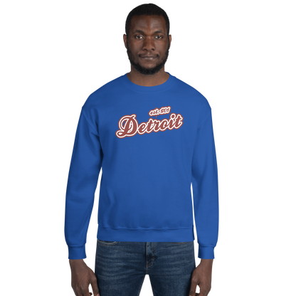 'Detroit 1701' Sweatshirt (Iron Ore Red Script Font) | Unisex Standard