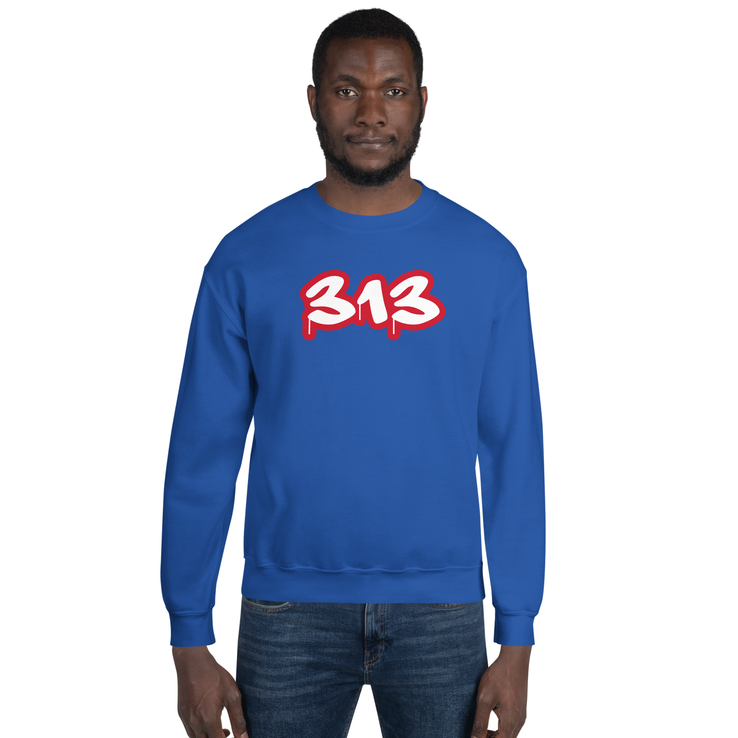 Detroit '313' Sweatshirt (Aliform Red Tag Font) | Unisex Standard