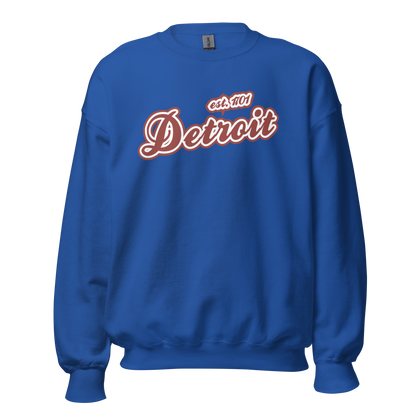 'Detroit 1701' Sweatshirt (Iron Ore Red Script Font) | Unisex Standard