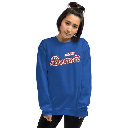 'Detroit 1701' Sweatshirt (Iron Ore Red Script Font) | Unisex Standard