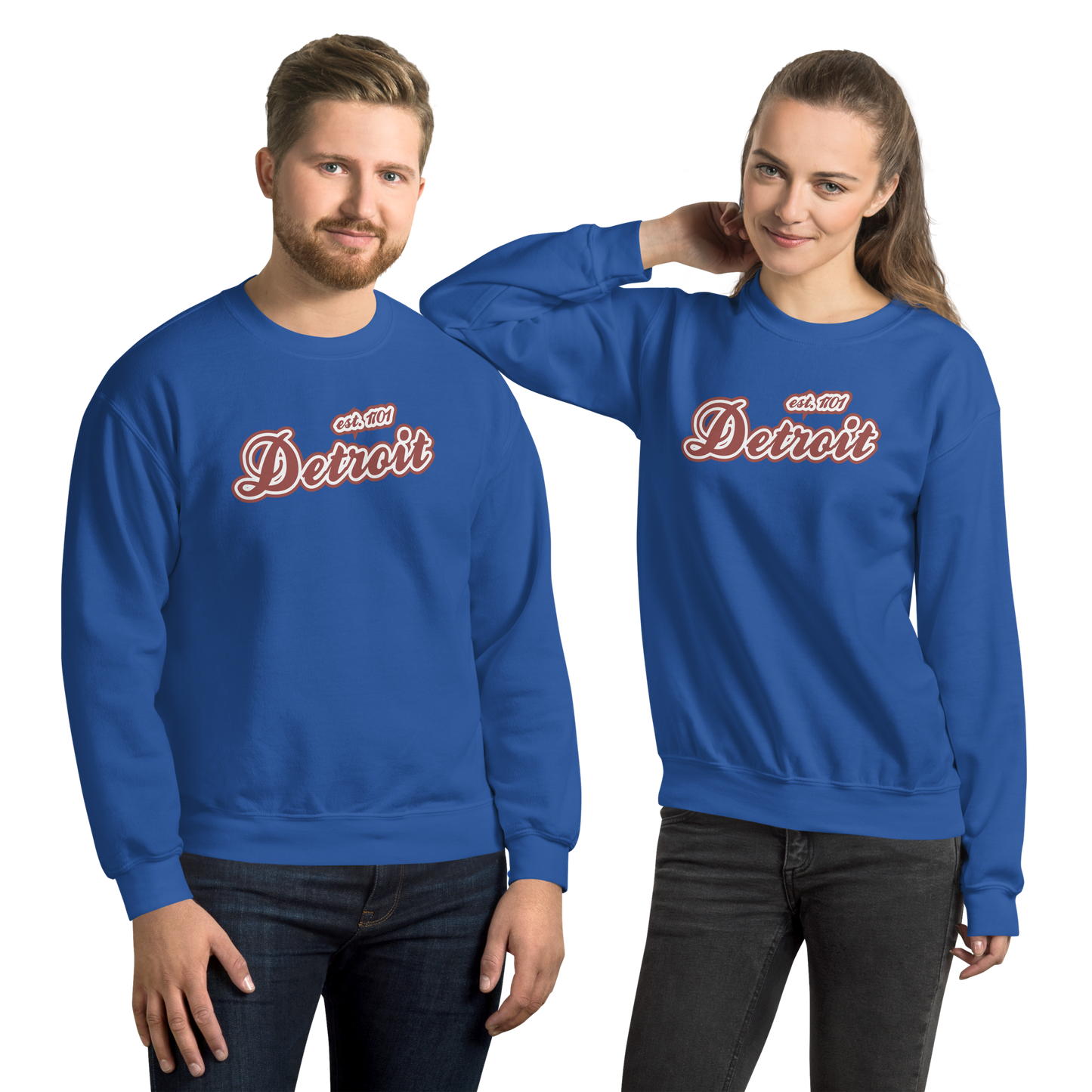 'Detroit 1701' Sweatshirt (Iron Ore Red Script Font) | Unisex Standard