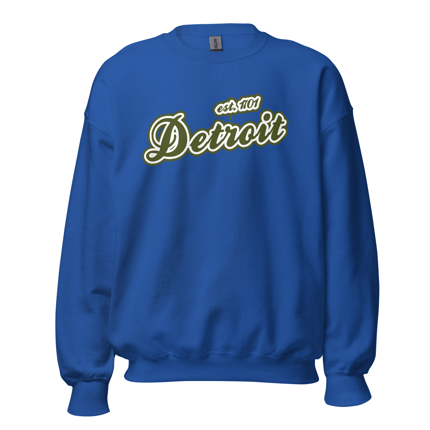 'Detroit 1701' Sweatshirt (Army Green Font) | Unisex Standard