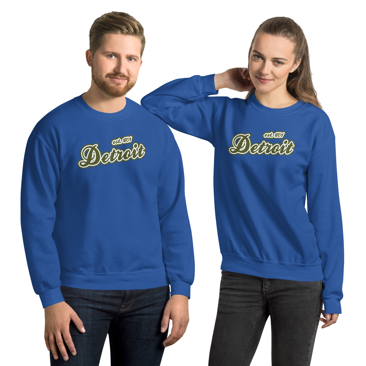 'Detroit 1701' Sweatshirt (Army Green Font) | Unisex Standard