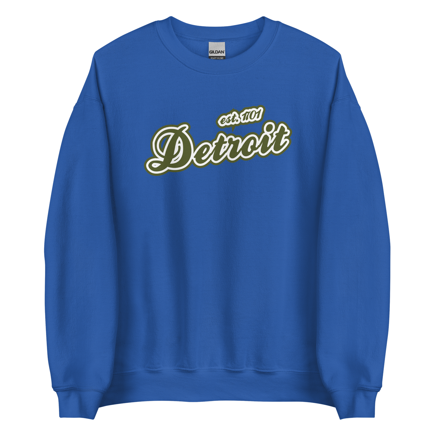 'Detroit 1701' Sweatshirt (Army Green Font) | Unisex Standard