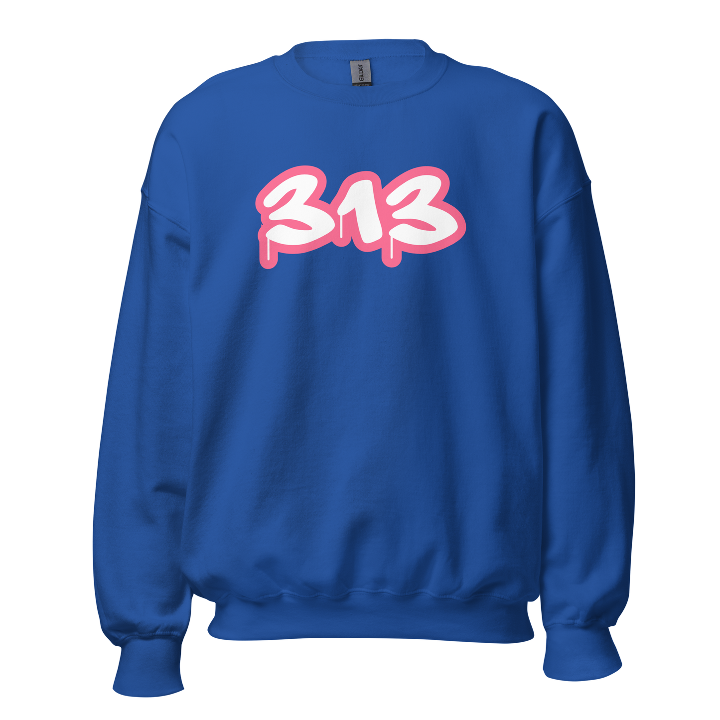 Detroit '313' Sweatshirt (Rhodochrosite Pink Tag Font) | Unisex Standard