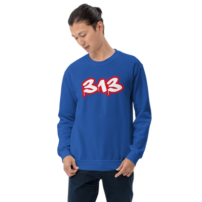 Detroit '313' Sweatshirt (Aliform Red Tag Font) | Unisex Standard