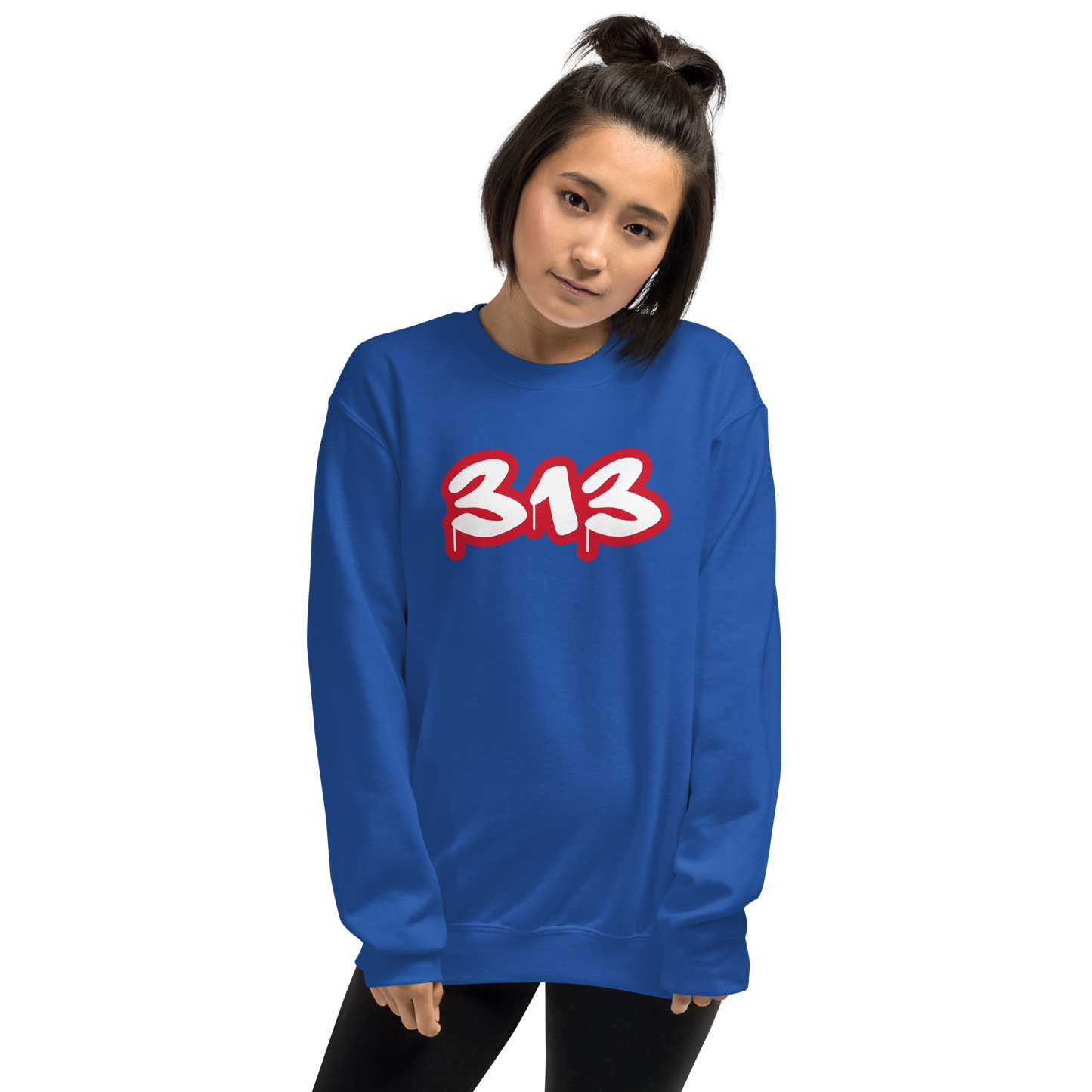 Detroit '313' Sweatshirt (Aliform Red Tag Font) | Unisex Standard